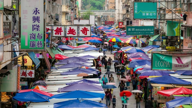 香港九龙弥敦道旺角花苑跳蚤市场视频素材