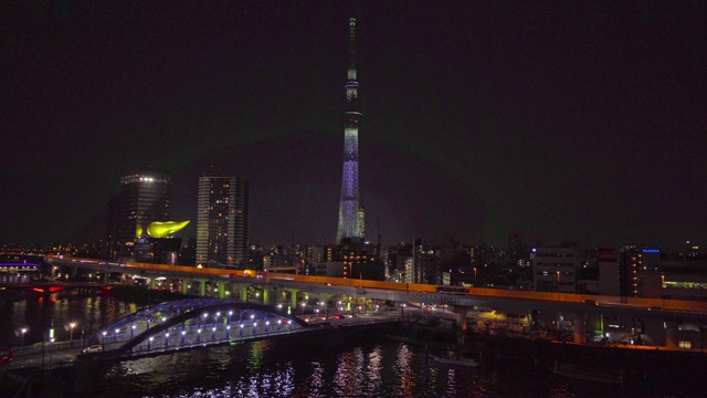 美丽的建筑建筑与东京的天空树和城市生活在日本东京视频素材