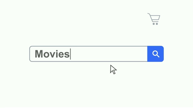 网页浏览器或网页与搜索框输入电影的互联网搜索视频素材