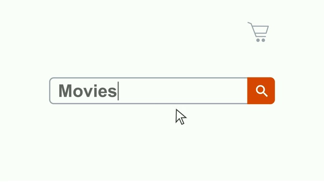 网页浏览器或网页与搜索框输入电影的互联网搜索视频素材