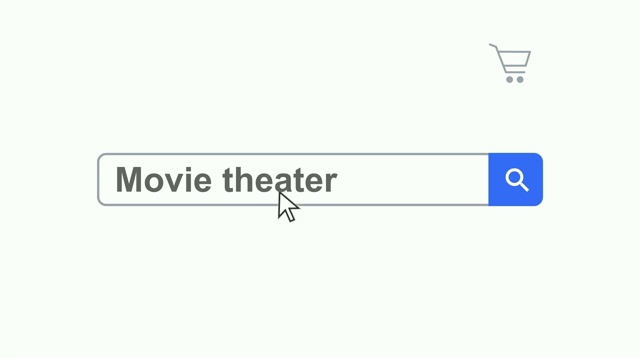 网页浏览器或网页与搜索框输入电影院的互联网搜索视频素材