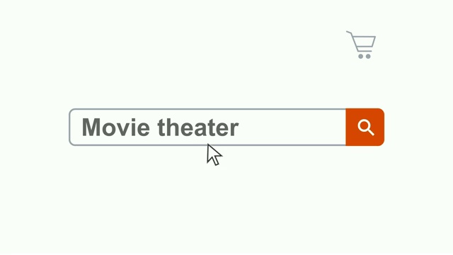 网页浏览器或网页与搜索框输入电影院的互联网搜索视频素材