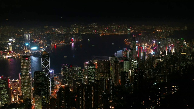 香港鸟瞰图。城市夜间的顶视图视频素材