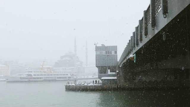 下雪天在İstanbul，土耳其视频素材