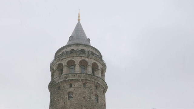 加拉塔的下雪天，İstanbul，土耳其视频素材