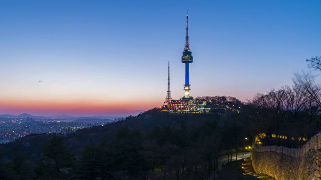 韩国首尔城市天际线的时间流逝视频素材