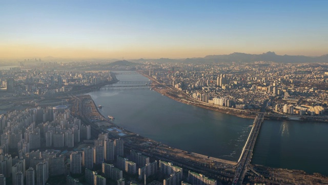 韩国首尔城市天际线的时间流逝视频素材