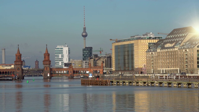 柏林天际线Oberbaumbrücke，延时视频素材