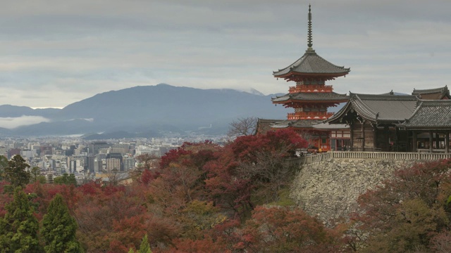 日本京都清水寺的秋色。视频素材