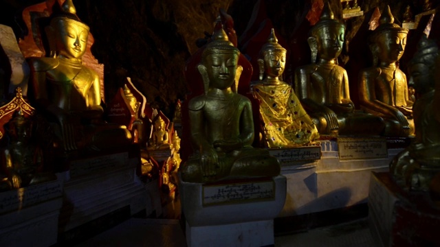 品达雅石窟佛寺，缅甸视频素材