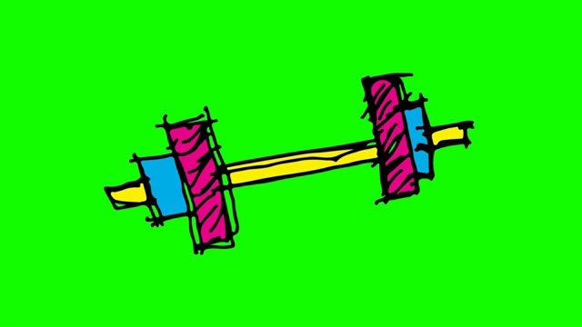 孩子们以杠铃为主题画绿色背景视频素材