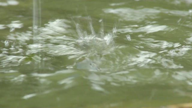 水滴落在水坑里视频素材