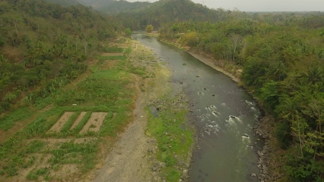 热带景观河流，农民土地视频素材