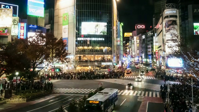 4k时间推移:行人穿过涩谷十字路口，涩谷，东京，日本视频素材