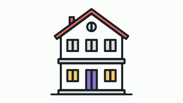 酒店住宿‎Flat Line Icon Animation with Alpha视频素材