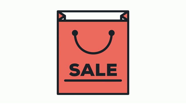 Shopping Sale‎Flat Line Icon Animation with Alpha视频素材