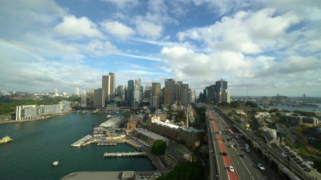 鸟瞰图的悉尼海港随着时间流逝在澳大利亚视频素材