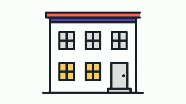 Rental Apartments‎Flat Line Icon Animation with Alpha视频素材