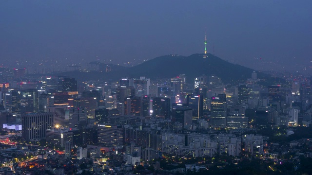 韩国首尔城市天际线的时间流逝视频素材