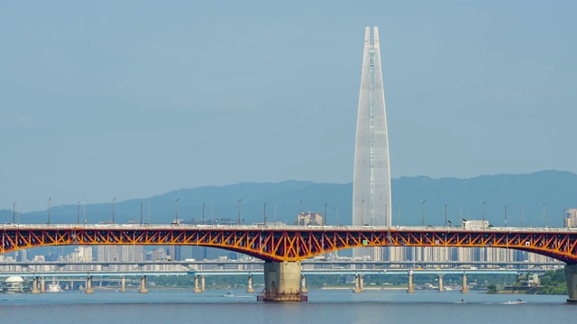 韩国首尔城市天际线的时间流逝视频素材