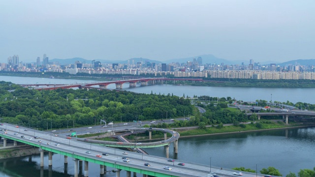 韩国首尔城市天际线的时间流逝视频素材