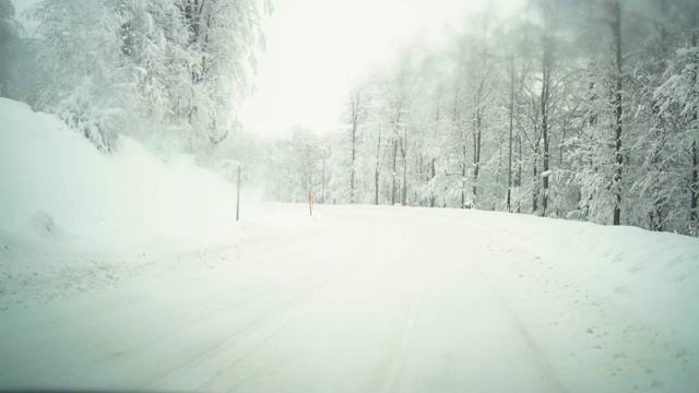 开车穿过雪山视频素材