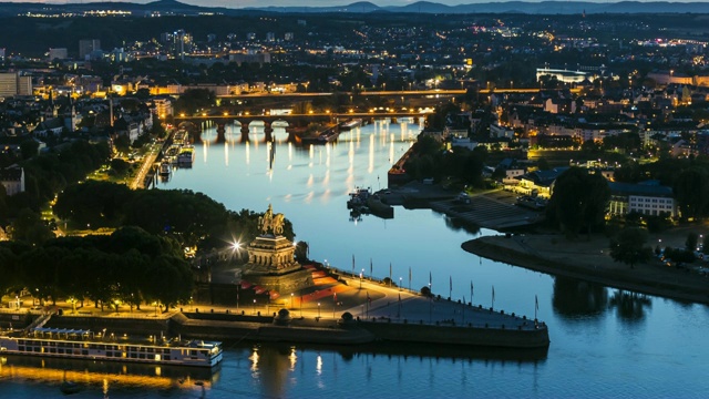 City Koblenz与Deutsches Eck，时间流逝视频素材