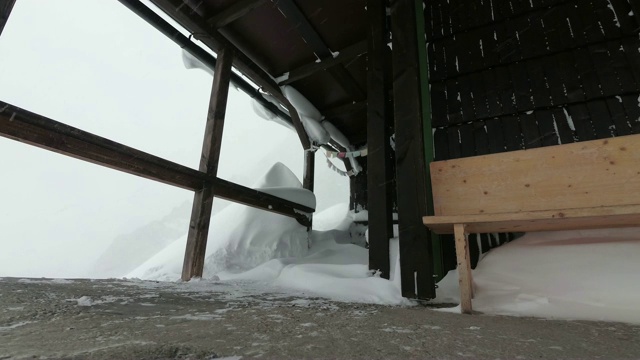 山中的暴风雪塔特拉山中的山小屋视频素材