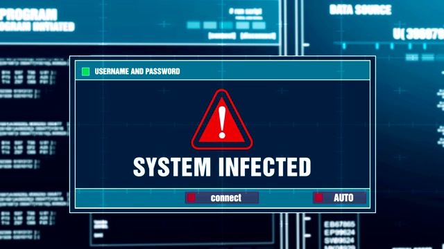 电脑屏幕上的数字系统安全警报上的系统感染警告通知视频素材
