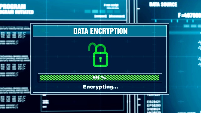 数据加密进度警告信息数据保护提醒屏幕视频素材