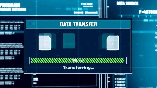数据传输进度警告消息传输完成屏幕警告视频素材