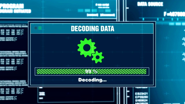 解码数据进度警告消息数据解码警报在屏幕上视频素材