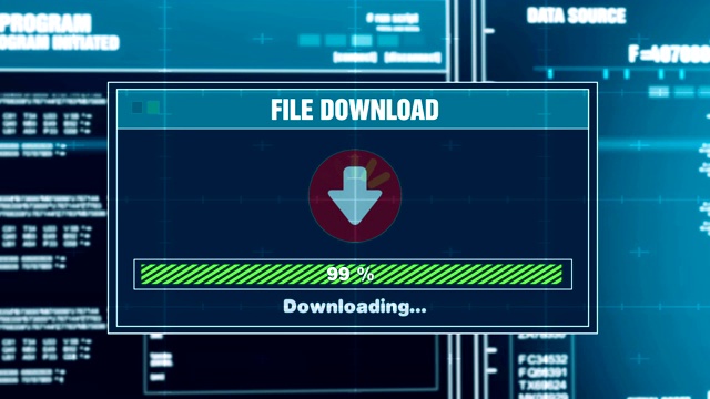 下载文件进度警告信息在屏幕上下载完成警报视频素材