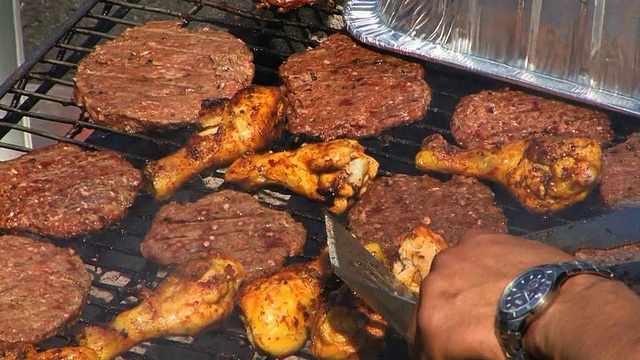 鸡肉汉堡烧烤HD视频素材