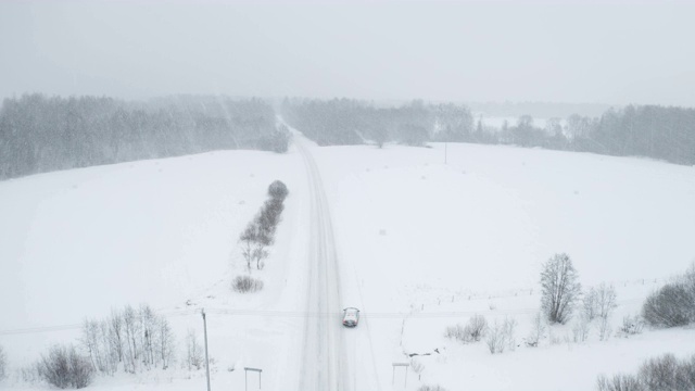 从鸟瞰图上可以看到，大雪正在下雨视频素材