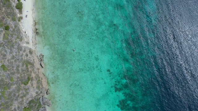 鸟瞰图的加勒比海和海滩库拉索视频素材