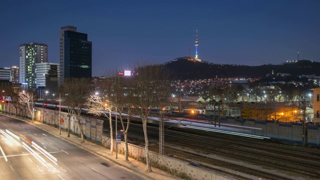 韩国首尔城市天际线的时间流逝视频素材