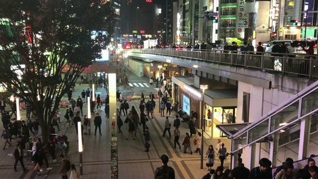 晚上，日本东京新宿的人群视频素材