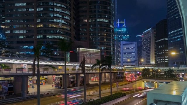 4K时间推移:香港夜景的时间推移。城市和建筑视频素材