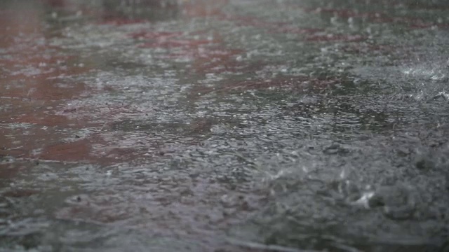 城市街道上下着大雨。视频素材