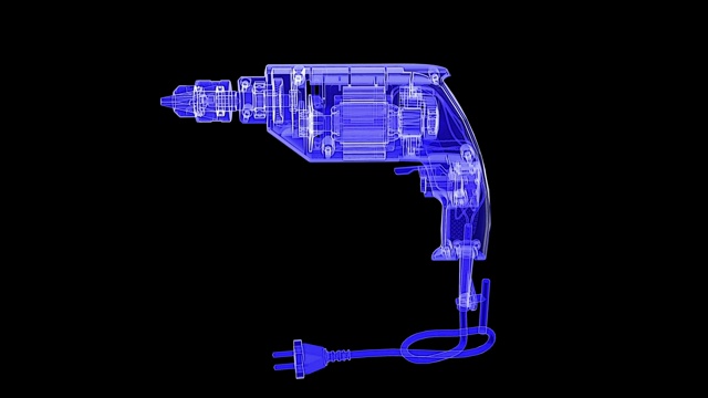 手钻旋转-透明蓝色视频素材