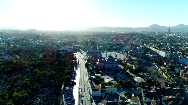 Konya Mevlana清真寺建筑群鸟瞰图2视频素材