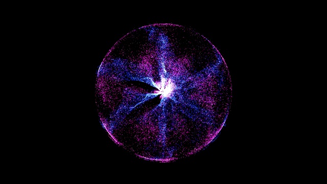 4K运动背景爆炸粒子和球体。原子科学技术，能量圆球球。视频素材