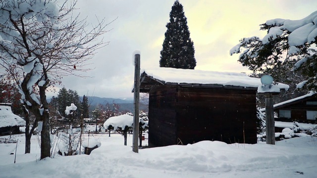 雪中的小屋视频素材