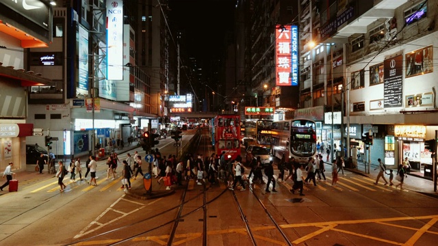 行人在香港过马路视频素材