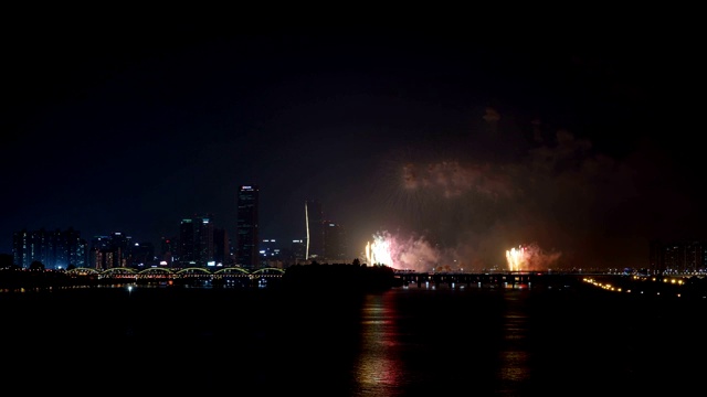 焰火节和汉江大桥夜景视频素材