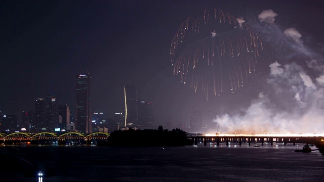 焰火节和汉江大桥夜景视频素材