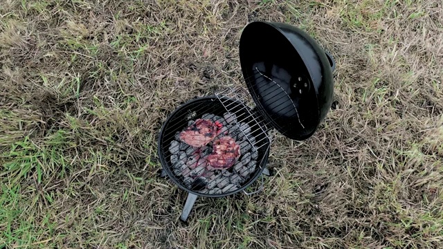 在烤架上烤肉排视频素材