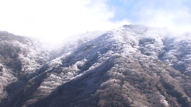 韩国济州岛的Hallasan山(著名旅游目的地)和云景视频素材