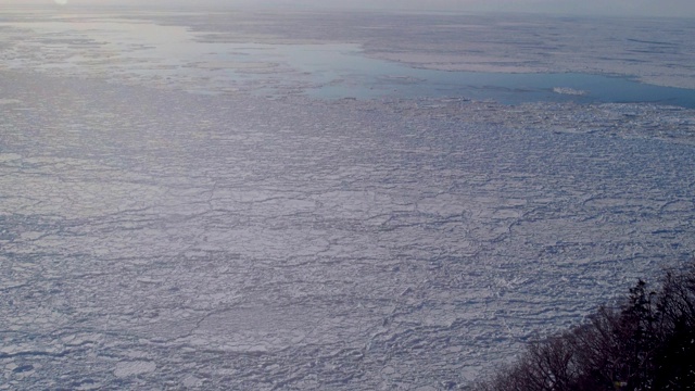 浮冰和鄂霍次克海(知床国家公园)，北海道，日本。视频素材